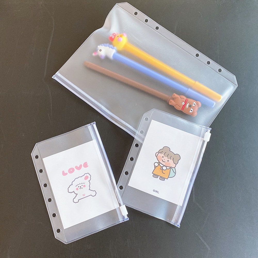 Clear Zipper Folders Binder Pockets Waterproof PVC Document Pouch For Notebook Organization 0