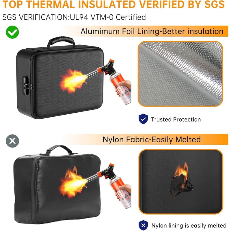 Premium Document Box With Lock Layer Waterproof Storage Case Portable Secure 5