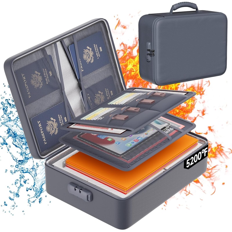 Premium Document Box With Lock Layer Waterproof Storage Case Portable Secure 11