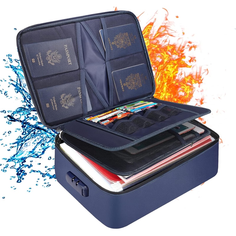 Premium Document Box With Lock Layer Waterproof Storage Case Portable Secure 2