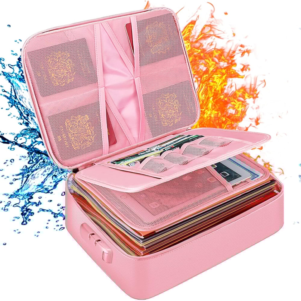 Premium Document Box With Lock Layer Waterproof Storage Case Portable Secure 9