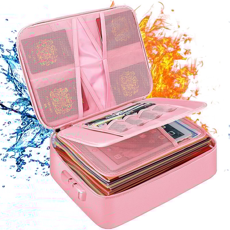 Premium Document Box With Lock Layer Waterproof Storage Case Portable Secure 9