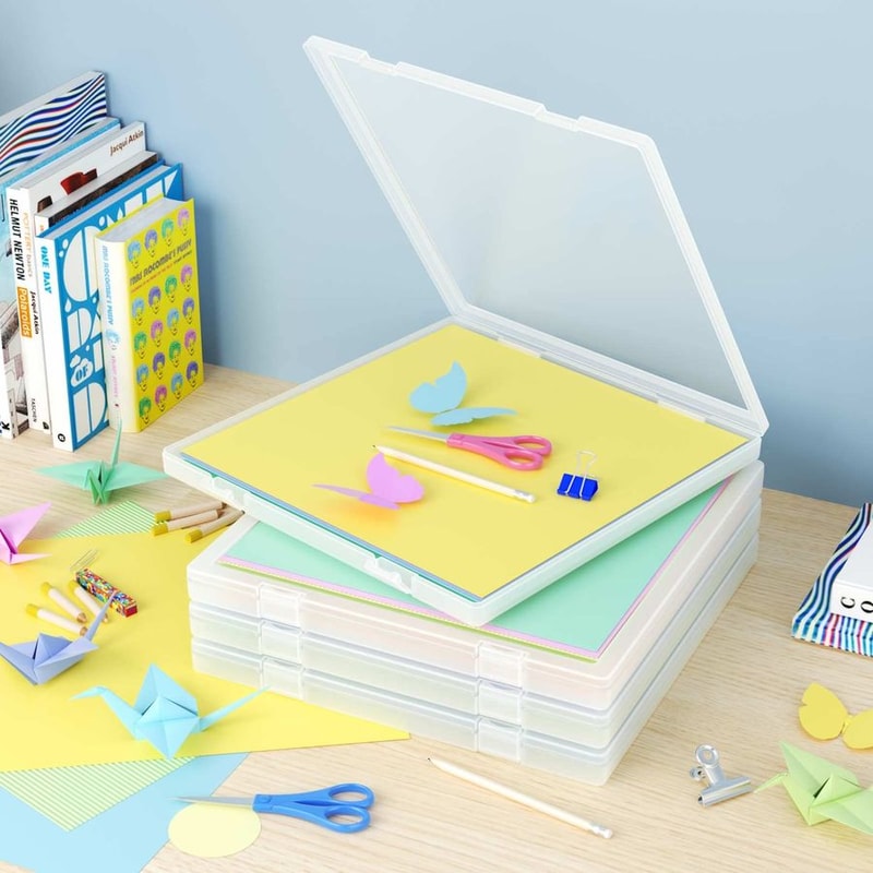 Scrapbook Paper Storage Box Durable Craft Organizer For Sheets 3