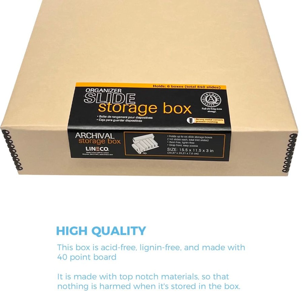 Archival Slide Storage Box Durable Film & Photo Storage Organizer with Inner Cases