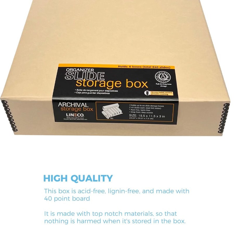 Archival Slide Storage Box Durable Film & Photo Storage Organizer with Inner Cases