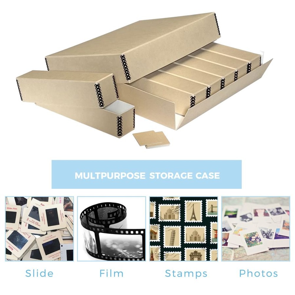 Archival Slide Storage Box Durable Film & Photo Storage Organizer with Inner Cases