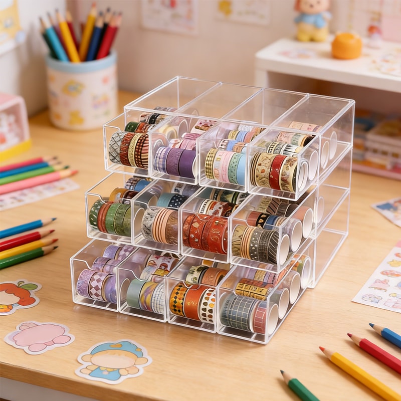 Clear Acrylic Drawer Organizer Desktop Storage Box Stackable Desk Organizer Stationery Organizer 0