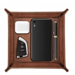 desktop organizer leather storage box pu remote control & key organizer