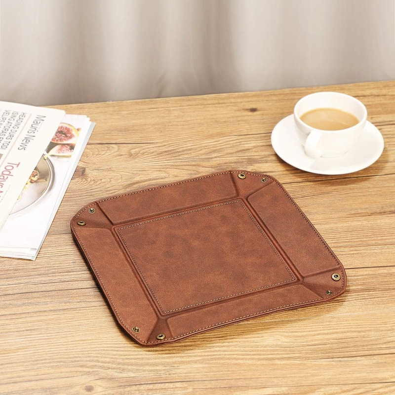 Desktop Organizer Leather Storage Box PU Remote Control Key Organizer 3