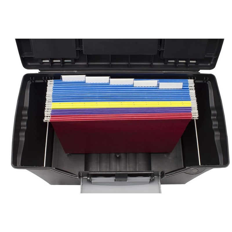 Letter Legal File Storage Box With Organizer Lid Durable Plastic File Storage Box For Hanging Fold 5