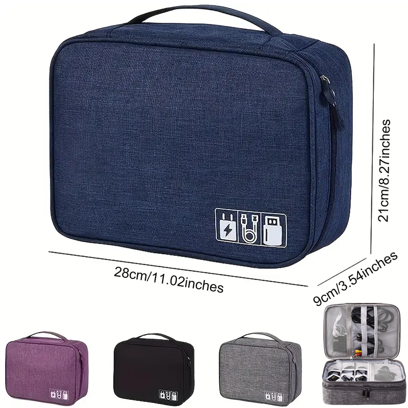 Large Capacity Cable Organizer Travel Case Universal Cord Charger Storage 4
