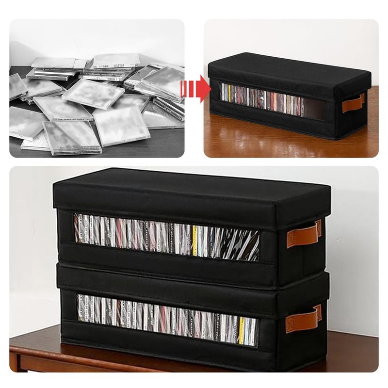 Large Capacity CD Storage Box DVD Organizer Foldable Oxford Fabric Media Case 2