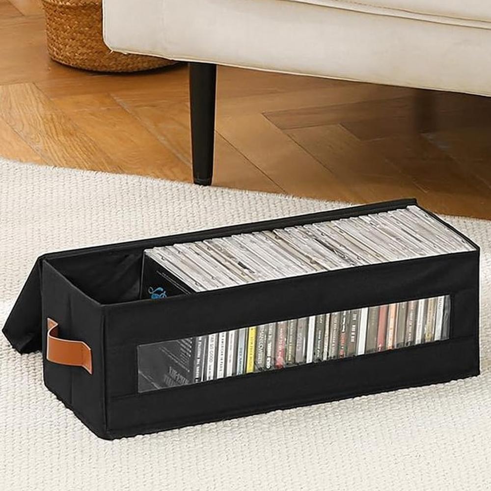 Large Capacity CD Storage Box DVD Organizer Foldable Oxford Fabric Media Case 4