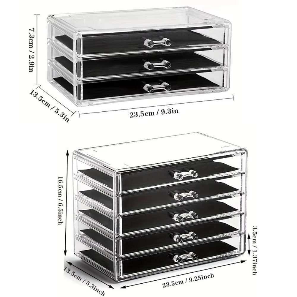 Stackable Clear Desk Organizer Plastic Drawer Organizer For Makeup Office Craft Storage 6