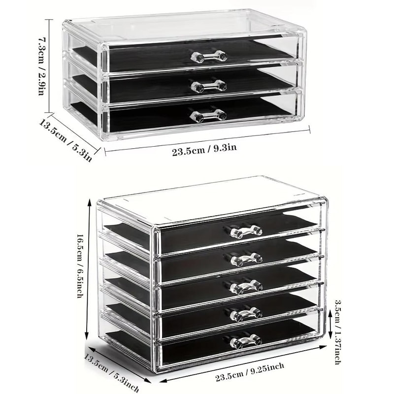 Stackable Clear Desk Organizer Plastic Drawer Organizer For Makeup Office Craft Storage 6