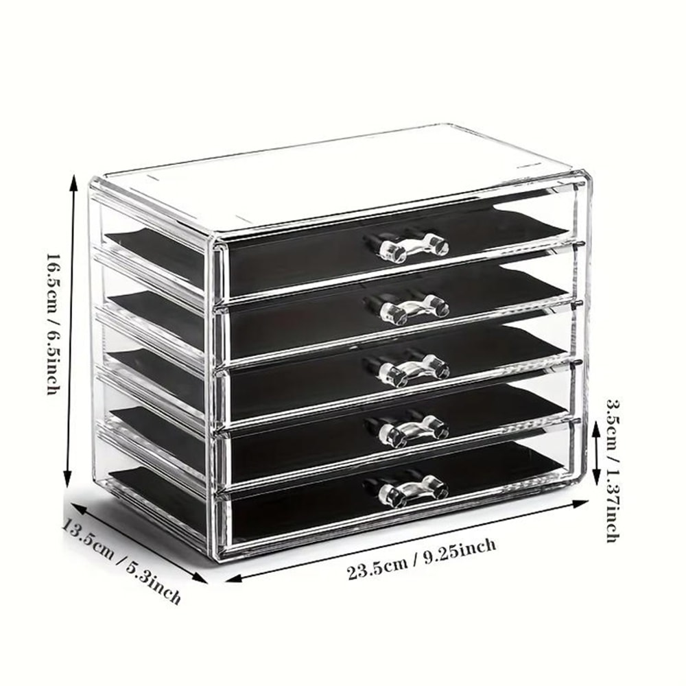Stackable Clear Desk Organizer Plastic Drawer Organizer For Makeup Office Craft Storage 4