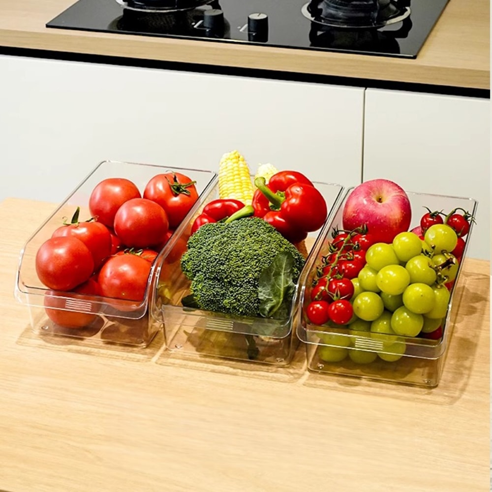 Transparent Refrigerator Storage Box Space Saving Fridge Organizer For Cabinets Shelves 4