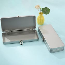 metal storage box with lid sleek rectangular container for home, office & desk organization