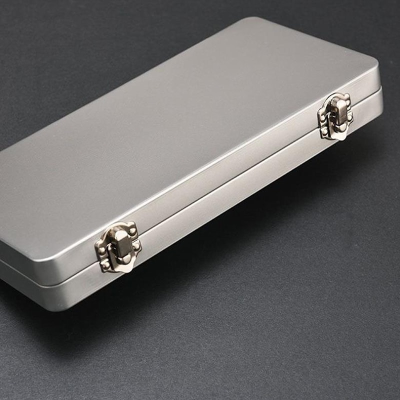 Metal Storage Box With Lid Sleek Rectangular Container For Home Office Desk Organization 2