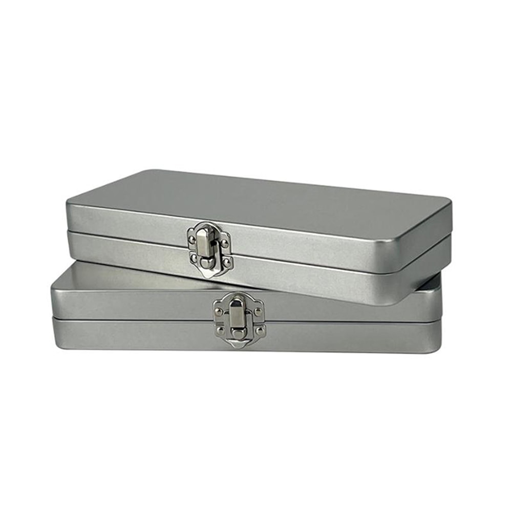 Metal Storage Box With Lid Sleek Rectangular Container For Home Office Desk Organization 6