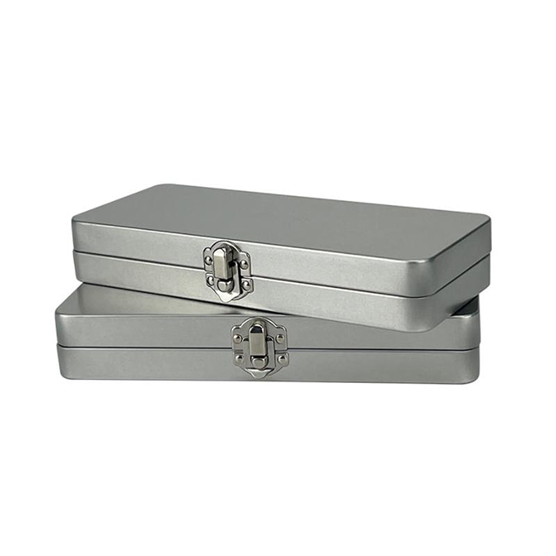 Metal Storage Box With Lid Sleek Rectangular Container For Home Office Desk Organization 6