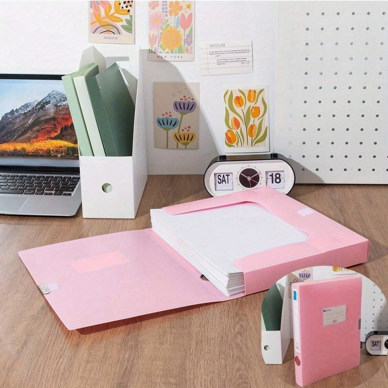 Pastel Snap Closure Plastic File Folders Durable Document Organizer Set For Office School 7