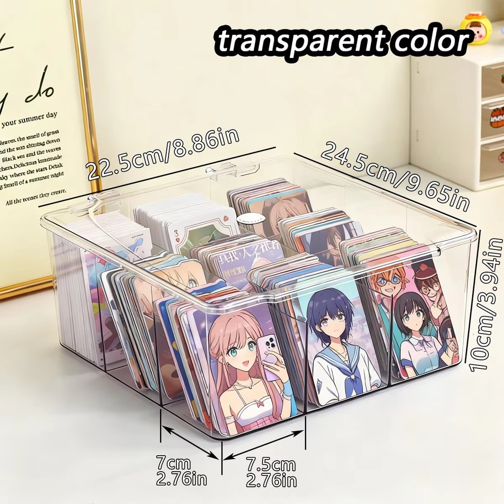 Transparent Trading Card Storage Box With Flip Lid Card Organizer Case 4