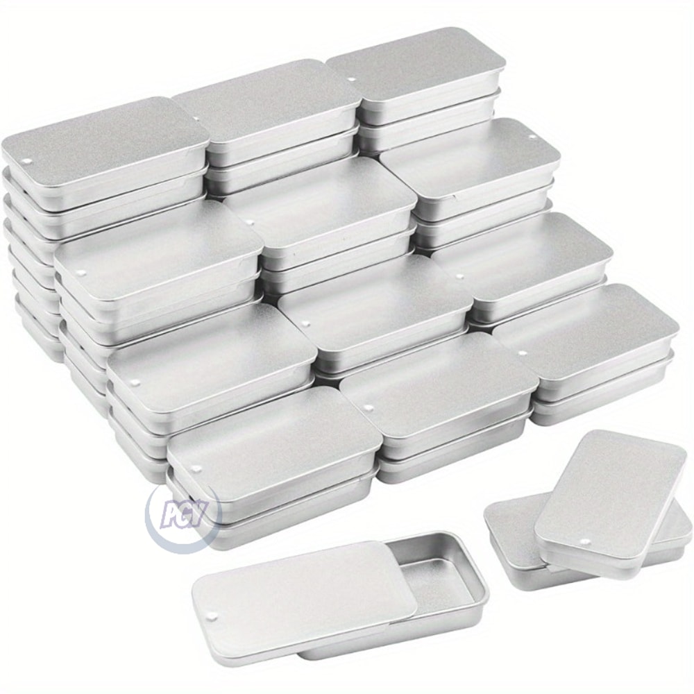 Sliding Lid Metal Storage Tin Set Compact Jewelry Organizer Boxes 0