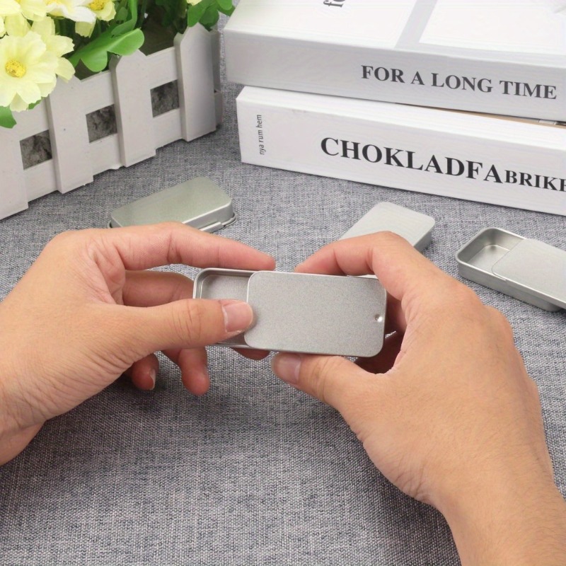 Sliding Lid Metal Storage Tin Set Compact Jewelry Organizer Boxes 4