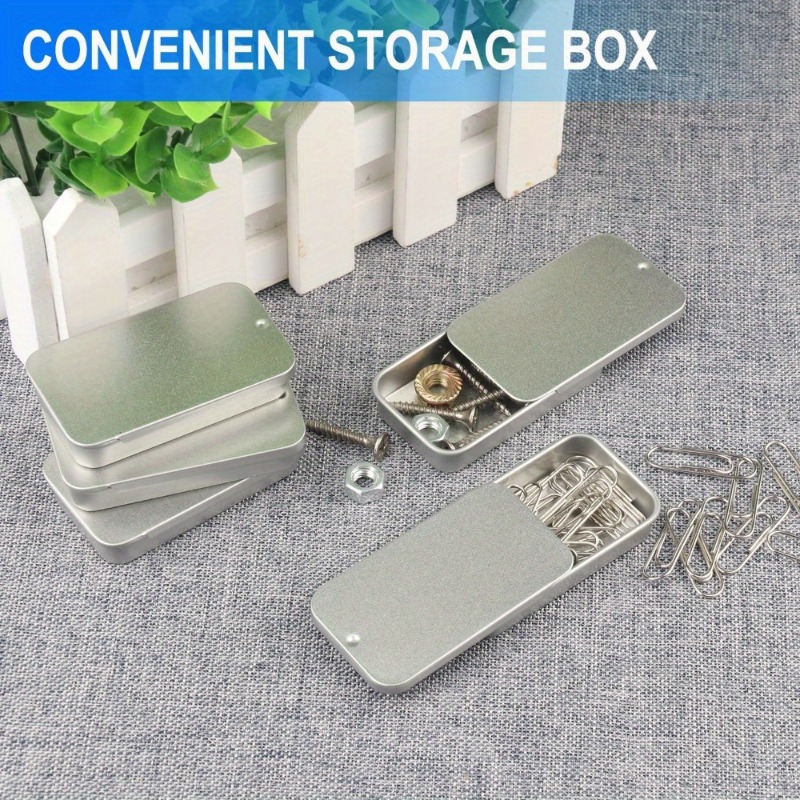Sliding Lid Metal Storage Tin Set Compact Jewelry Organizer Boxes 6