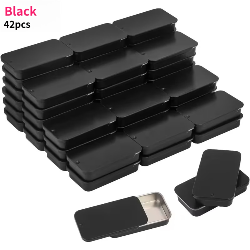 Sliding Lid Metal Storage Tin Set Compact Jewelry Organizer Boxes 5