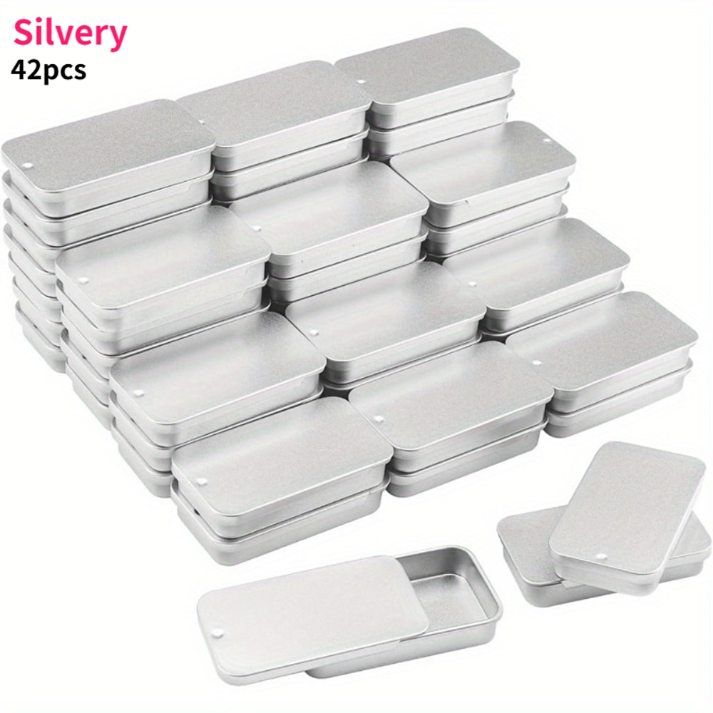 Sliding Lid Metal Storage Tin Set Compact Jewelry Organizer Boxes 3