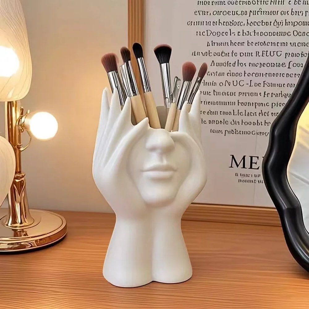 Creative Human Body Makeup Brush Holder Artistic Desk Organizer 6