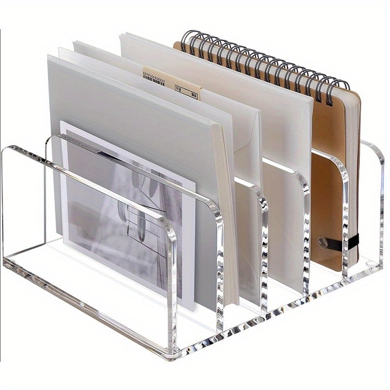 Acrylic Desktop Organizer Vertical File Holder Laptop Stand For Multi Device Storage 4