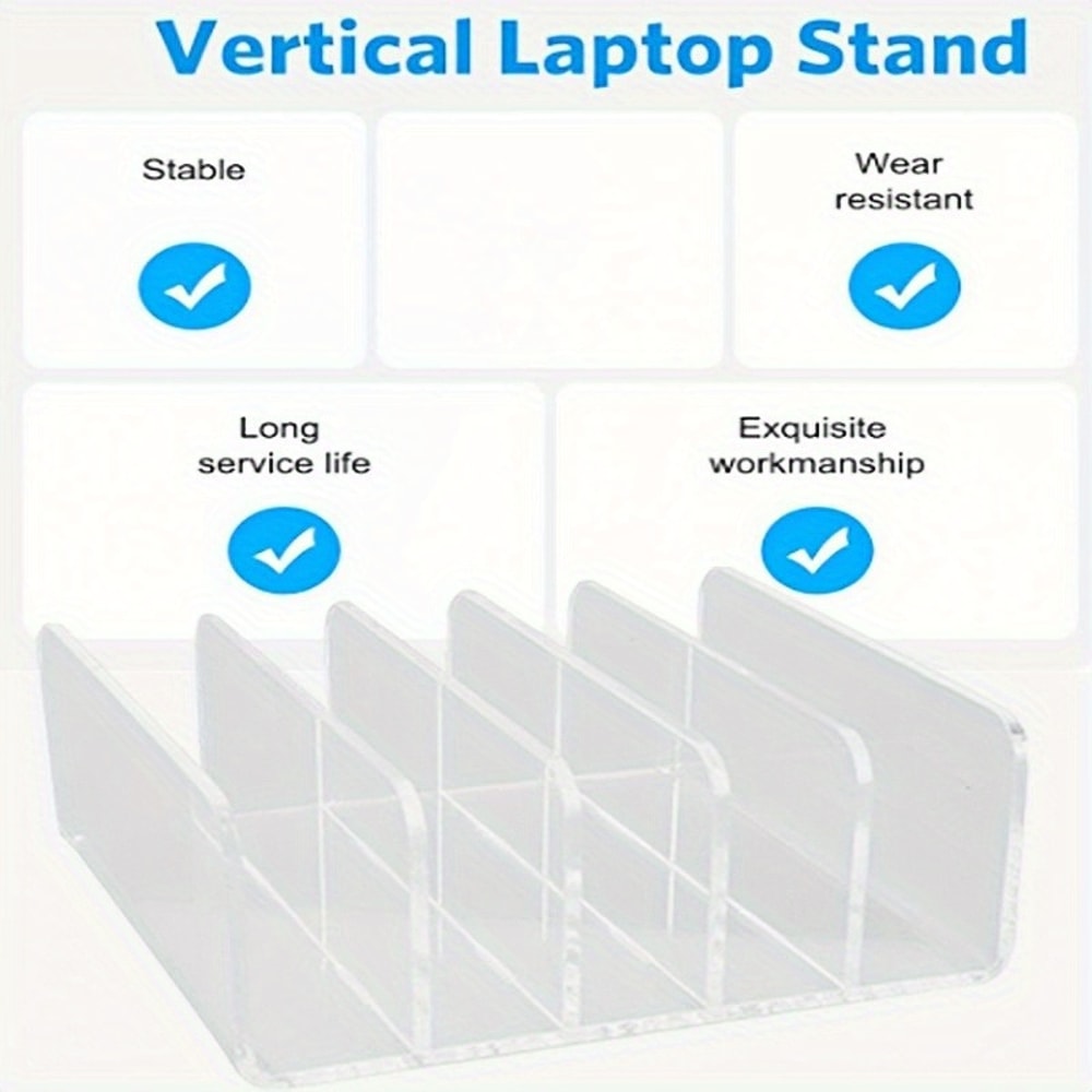 Acrylic Desktop Organizer Vertical File Holder Laptop Stand For Multi Device Storage 5