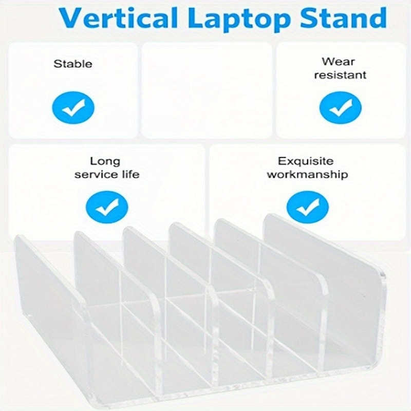 Acrylic Desktop Organizer Vertical File Holder Laptop Stand For Multi Device Storage 5