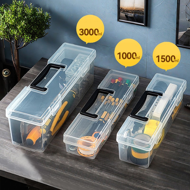 Transparent Portable Toolbox Organizer Large Capacity Durable Plastic Tool Storage Box 2