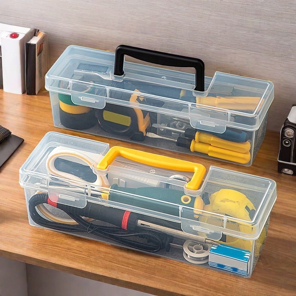 Transparent Portable Toolbox Organizer Large Capacity Durable Plastic Tool Storage Box 4