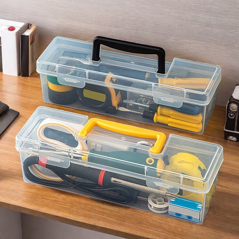 Transparent Portable Toolbox Organizer Large Capacity Durable Plastic Tool Storage Box 4