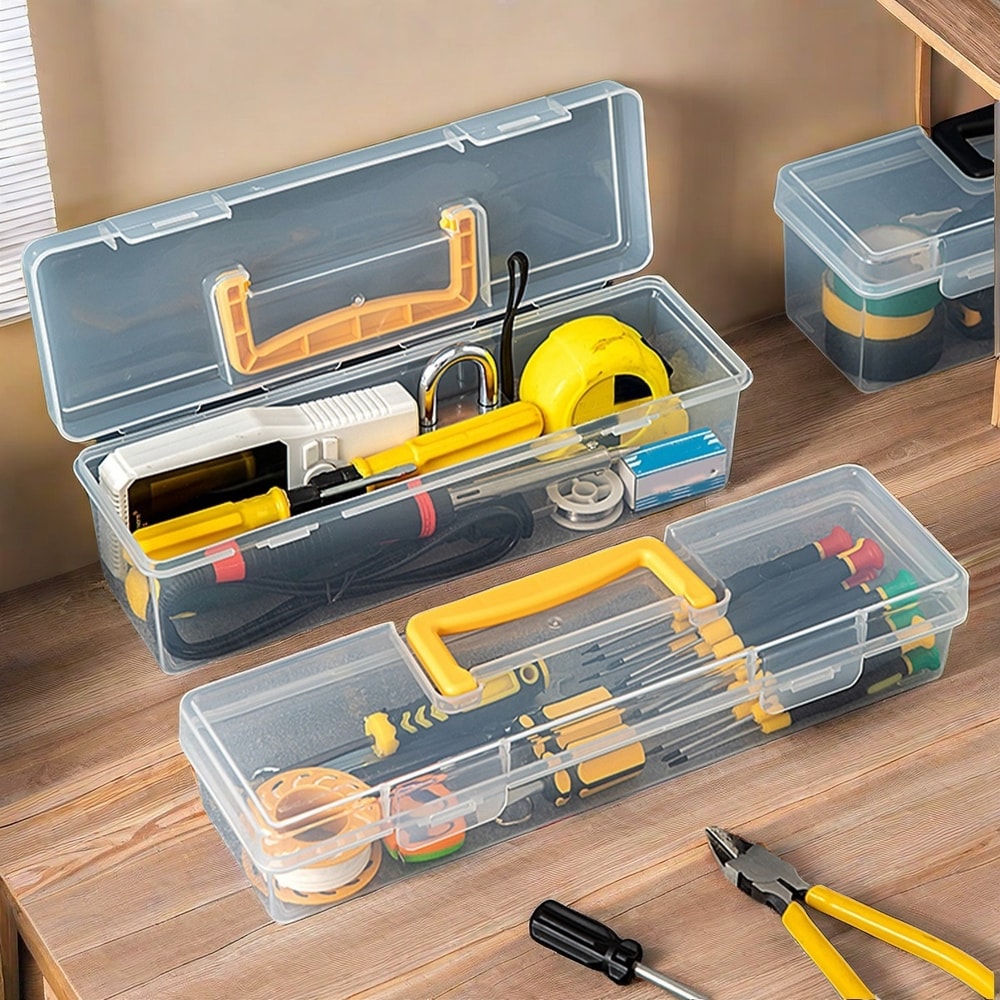 Transparent Portable Toolbox Organizer Large Capacity Durable Plastic Tool Storage Box 6