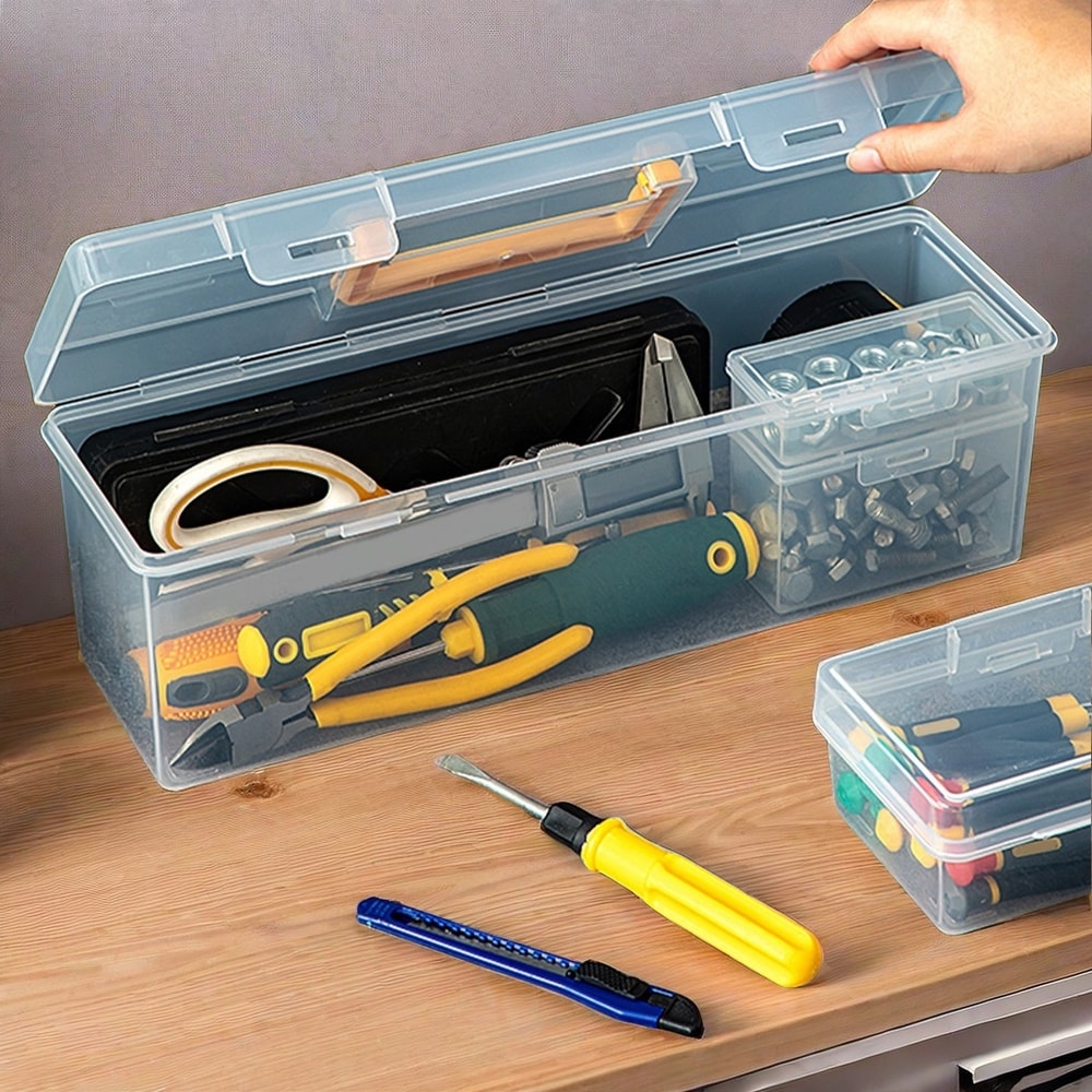 Transparent Portable Toolbox Organizer Large Capacity Durable Plastic Tool Storage Box 8