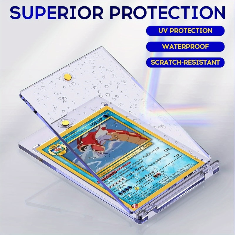 Premium Magnetic Card Holder One Touch Trading Card Protector UV Safe Display Case 3