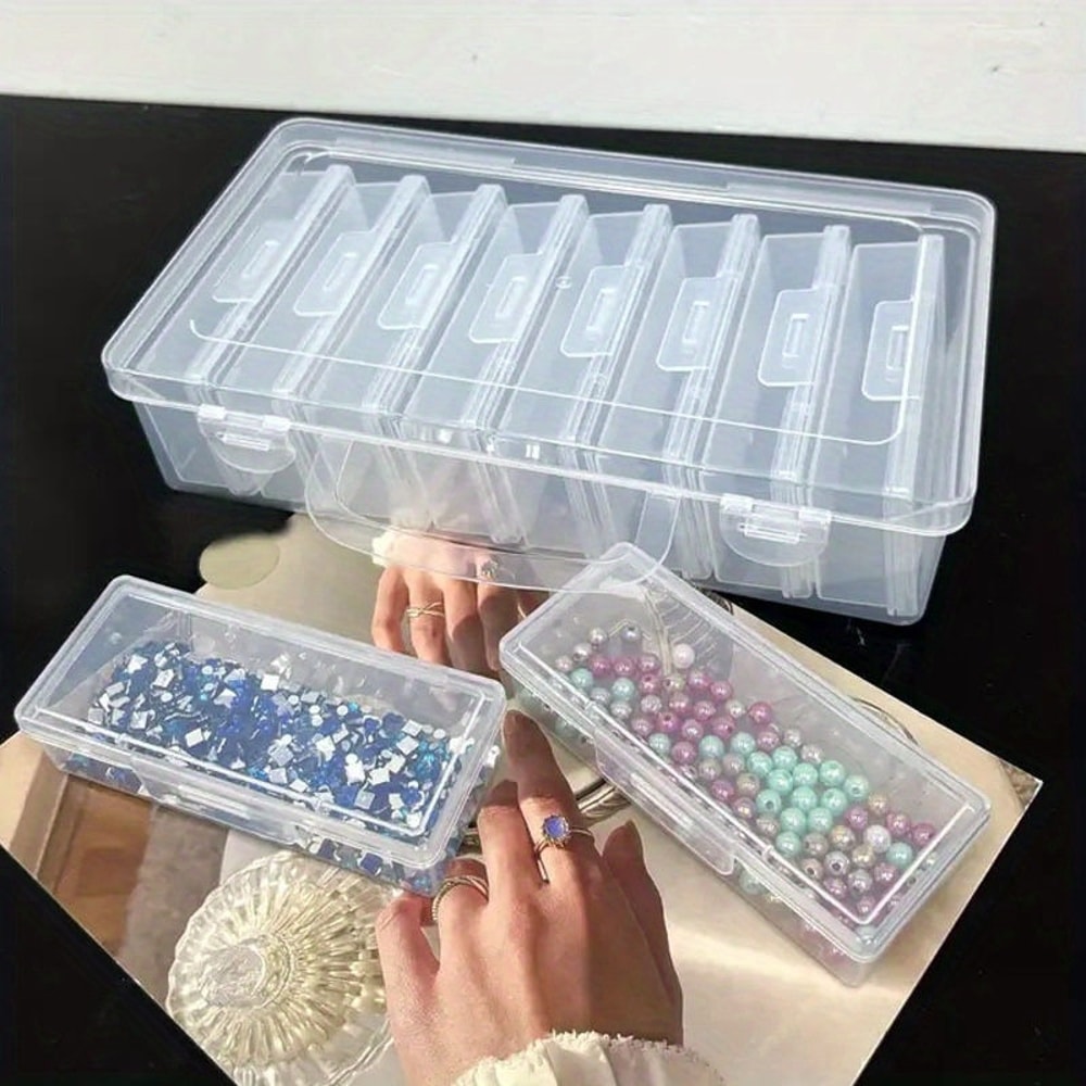 Clear Grid Jewelry Organizer Box Portable Storage Box For Beads Crafts And Accessories 0