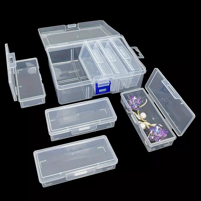 Clear Grid Jewelry Organizer Box Portable Storage Box For Beads Crafts And Accessories 8
