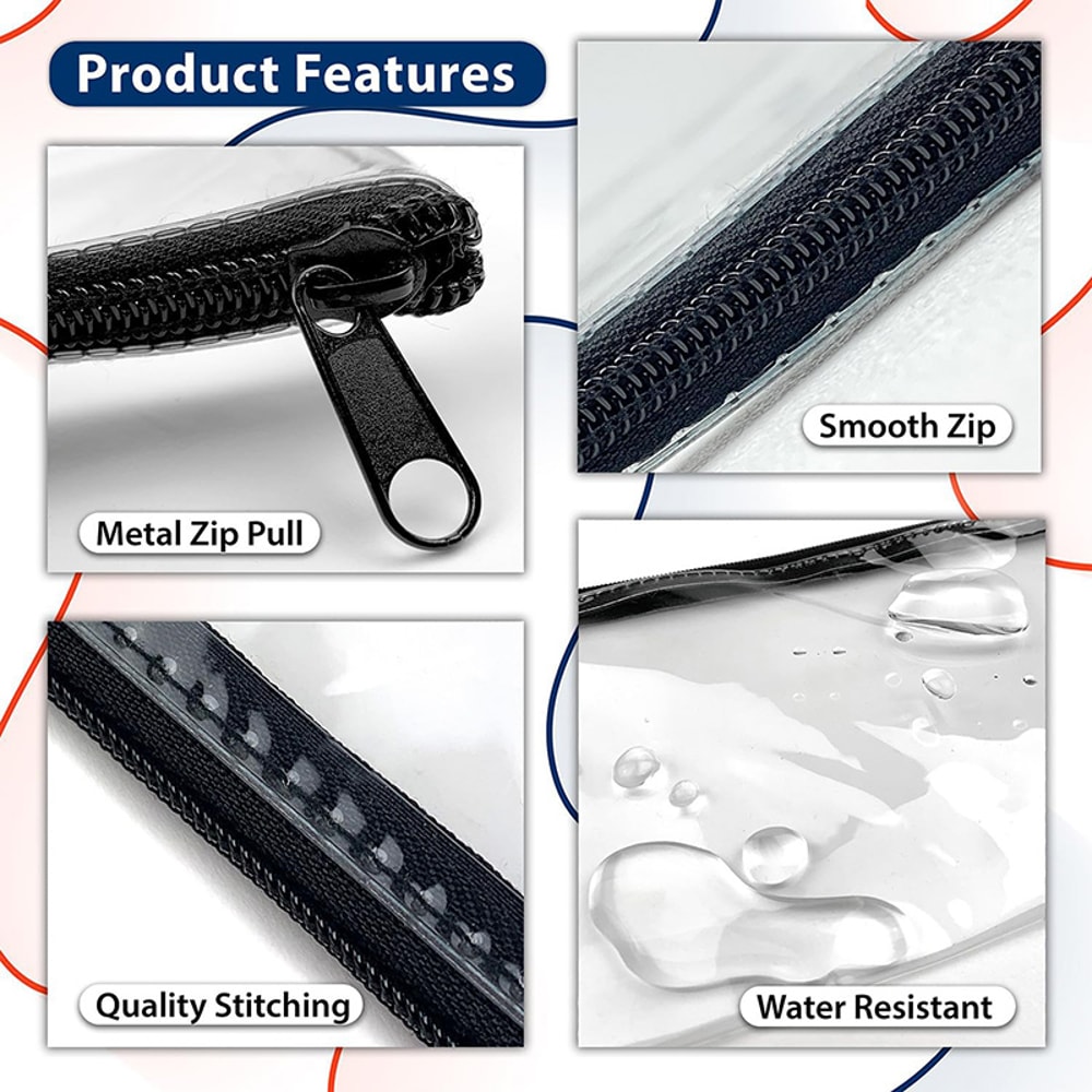 Clear Waterproof Pencil Case Set Transparent PVC Storage Pouch For Travel Makeup Office Essentials 3