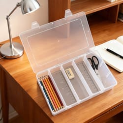 adjustable plastic storage box with dividers large capacity desktop organizer for crafts & tools