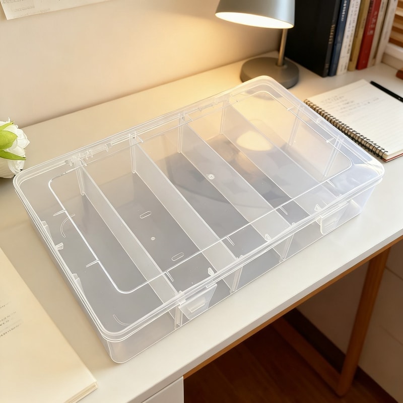 Adjustable Plastic Storage Box With Dividers Large Capacity Desktop Organizer For Crafts Tools 1