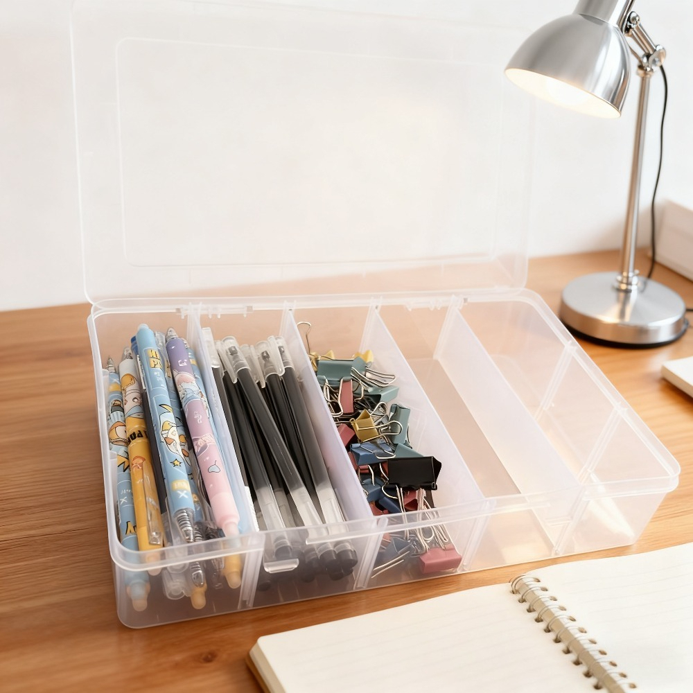 Adjustable Plastic Storage Box With Dividers Large Capacity Desktop Organizer For Crafts Tools 7