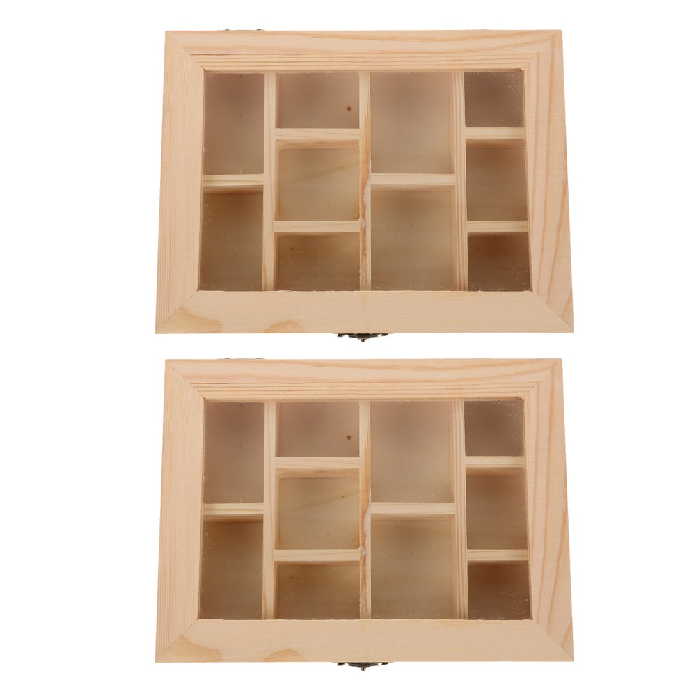 Wooden Rock Crystal Display Case With Glass Lid Vintage Crystal Storage Box Organizer 1