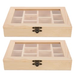 wooden rock & crystal display case with glass lid vintage crystal storage box organizer